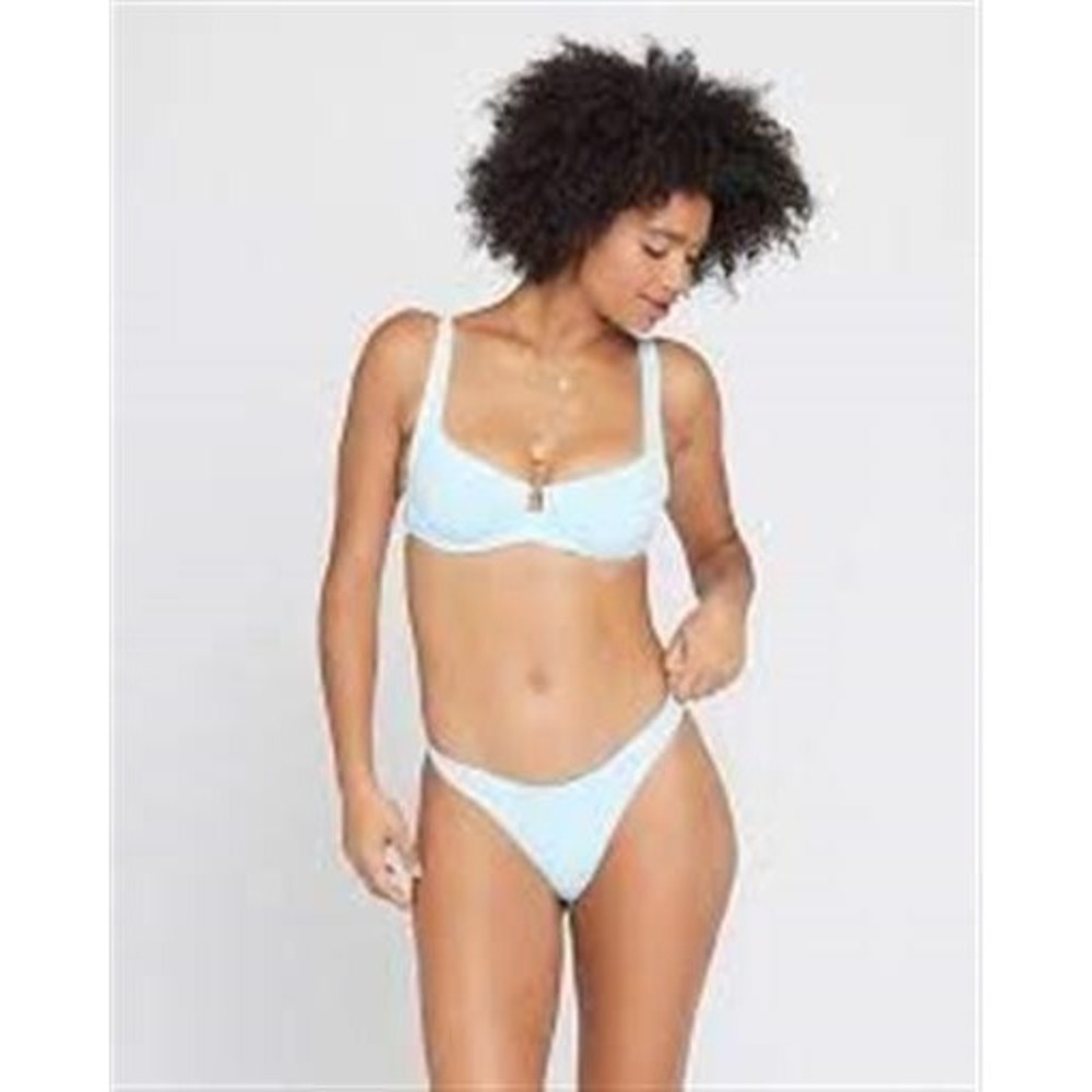 NWT L*Space L Cabana Bitsy Bikini Bottom Terry Blue 117609